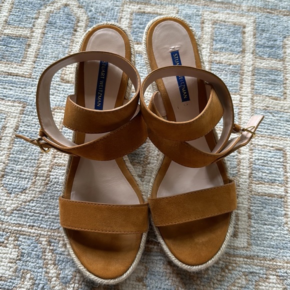 Stuart Weitzmann Lexia Suede Wedge Espadrille Sandals - Picture 4 of 13